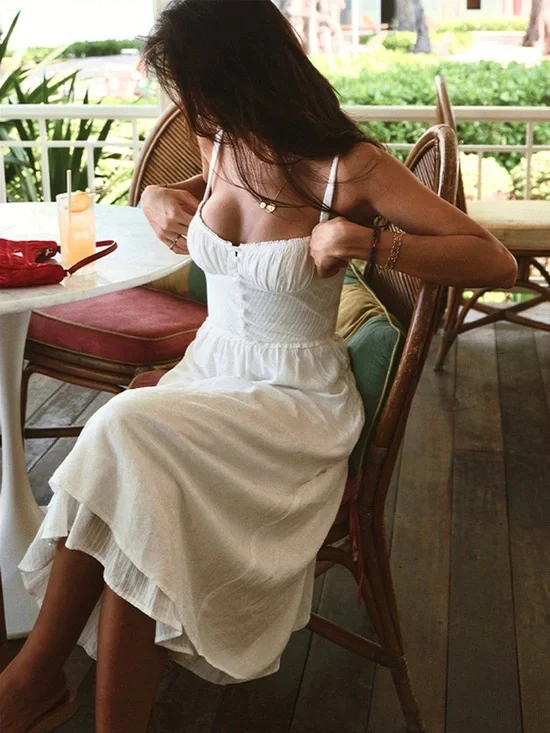 Commense Ruffle Hem Cami Plain Midi Dress - Picture 5 of 12